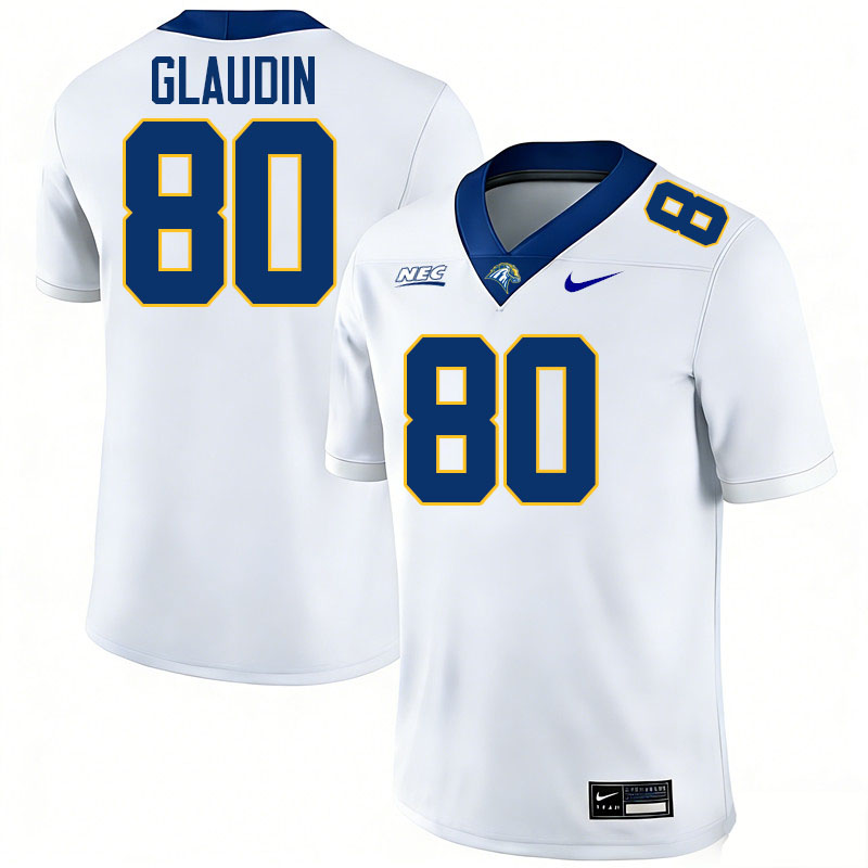 New Haven Chargers #80 Issac Glaudin College Football Jerseys,Uniforms Stitched-White